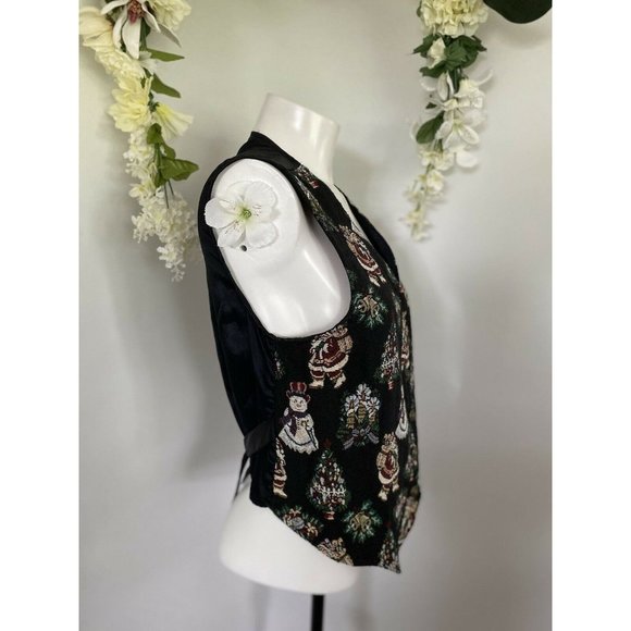 Vintage Christmas Santa Women's L Tapestry Vest Vintage Adjustable Bobbie Brooks - Picture 7 of 10